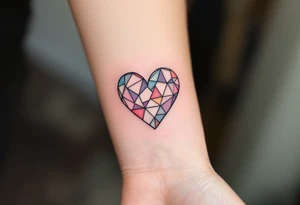 A heart made of geometric shapes, with some pieces missing, symbolizing the parts of us we lose in love. tattoo idea