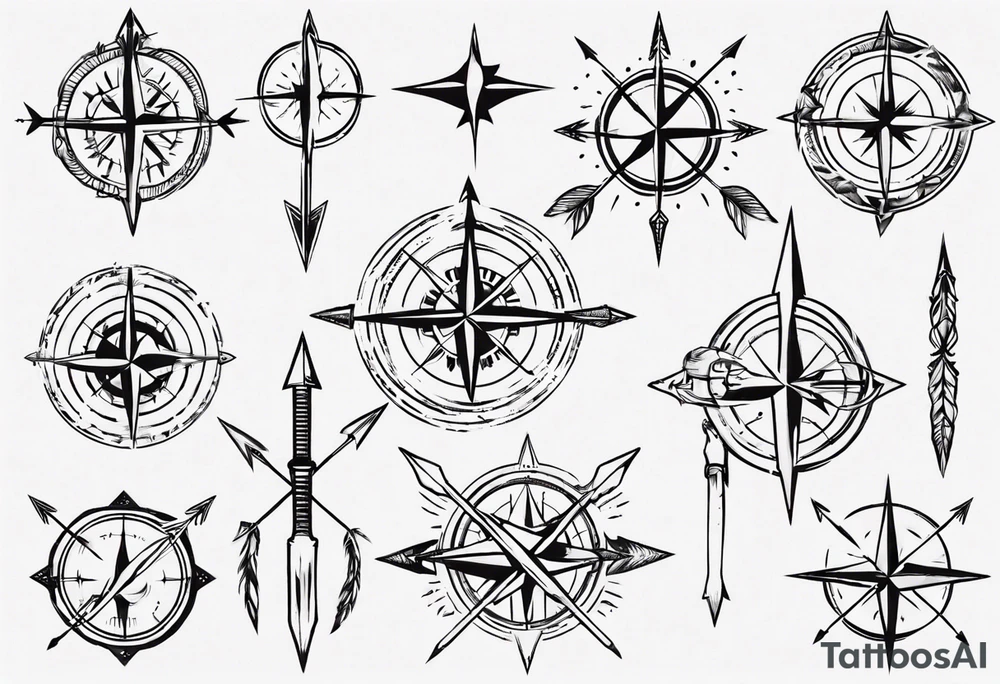 arrow with compass in the middle tattoo idea