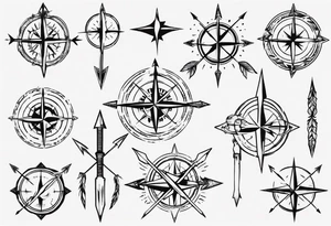 arrow with compass in the middle tattoo idea