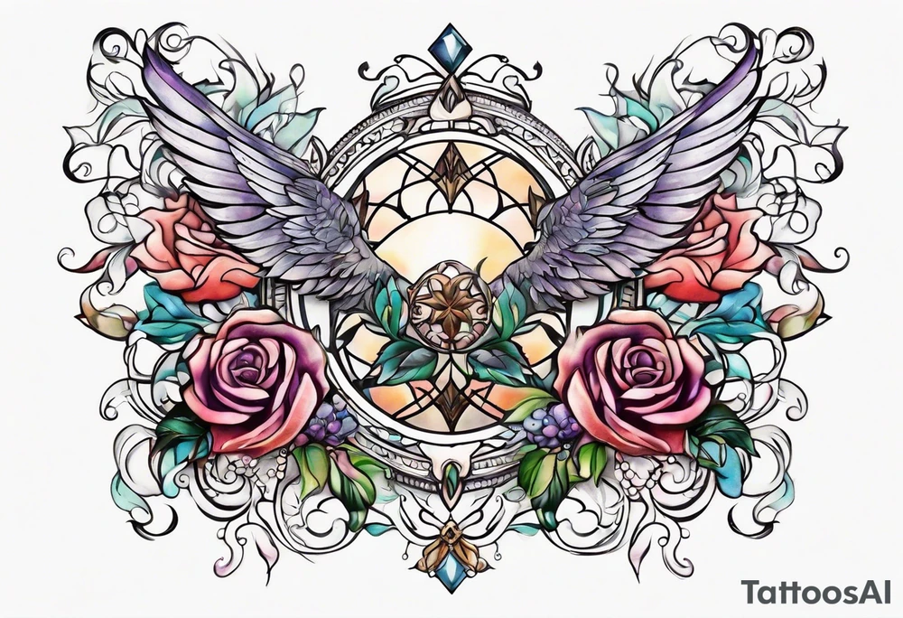 Feminine chest piece tattoo idea