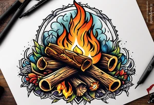 Old school bonfire tattoo idea