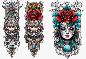 Traditional arm sleeve tattoo idea