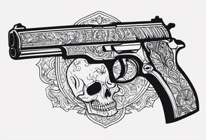 Skull, gun, bandana tattoo idea