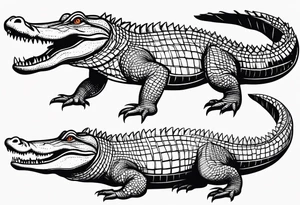 Full body alligator with tail leg top view tattoo idea