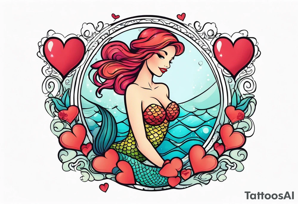 A Mermaid with hearts. tattoo idea