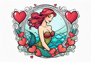 A Mermaid with hearts. tattoo idea
