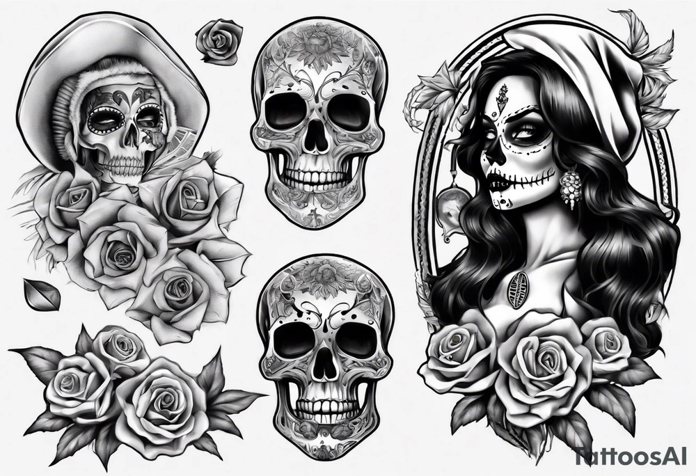 santa la muerta with money luxury tattoo idea