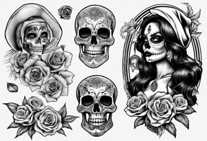 santa la muerta with money luxury tattoo idea