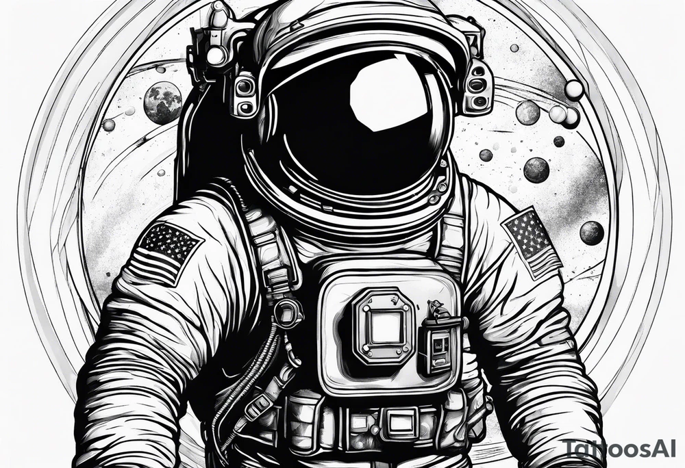 an astronaut floating through space tattoo idea