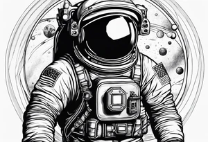 an astronaut floating through space tattoo idea