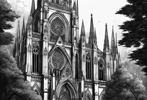 gothic cathedral with knight in armor tattoo idea