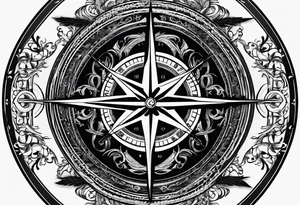 guy faux compass. Slashed lettering long fencing swords for arrows tattoo idea