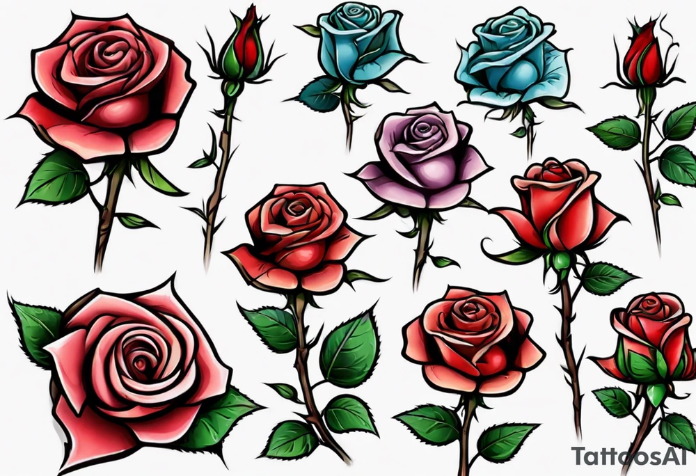 Single Rose with stem tattoo idea