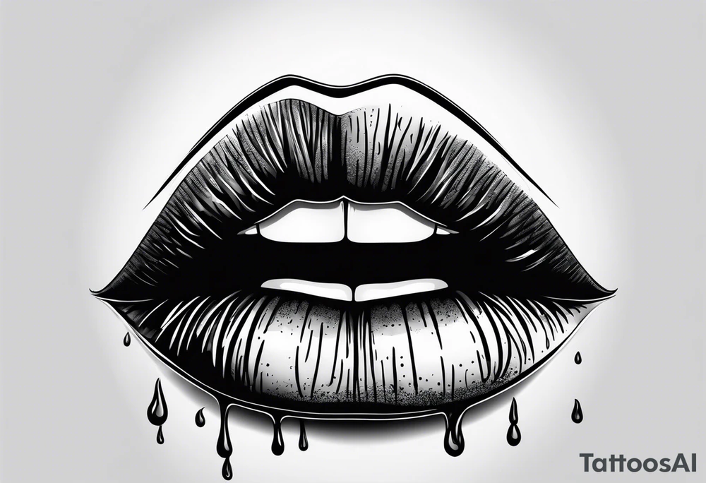lips dripping wet tattoo idea