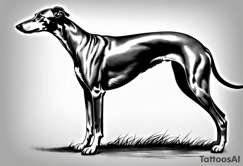 Greyhound wearing leather jacket standing on hind legs tattoo idea