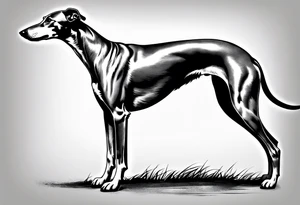 Greyhound wearing leather jacket standing on hind legs tattoo idea