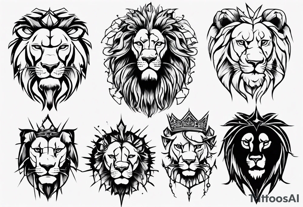 wild king lion tattoo idea