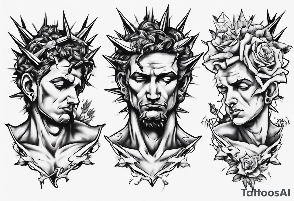 Bust of David with thorns tattoo idea