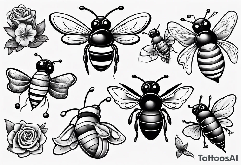 biene im kinder comic lock gezeichnet in der seiten lage tattoo idea