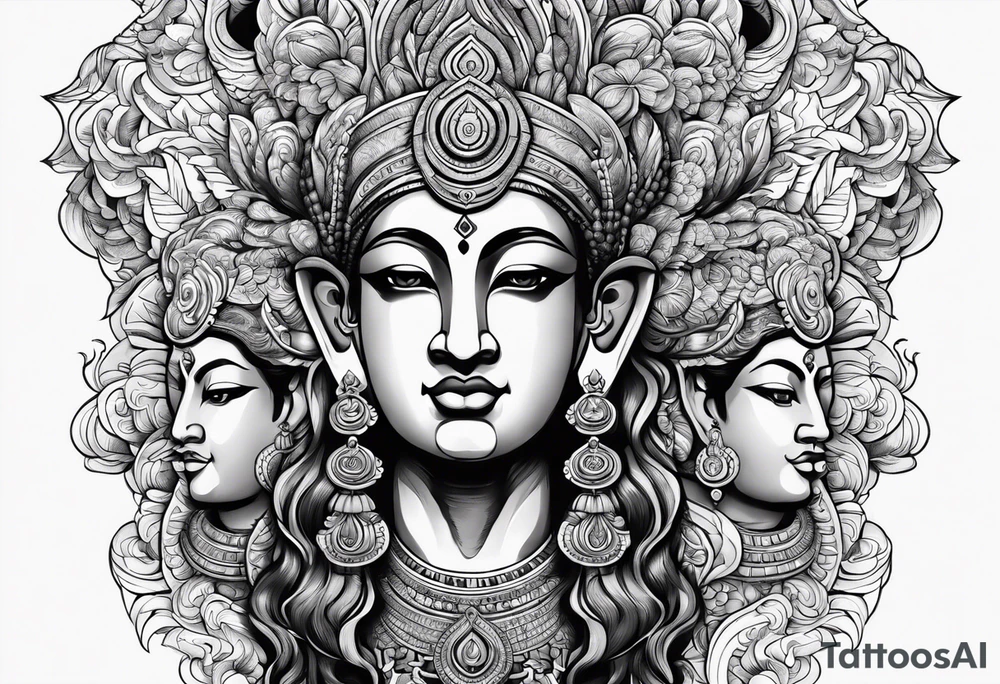 Brahma with three heads tattoo idea