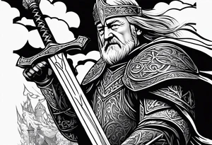 Lord of the Rings 
King Theoden 
forth Erolingas charge
Sword raised tattoo idea