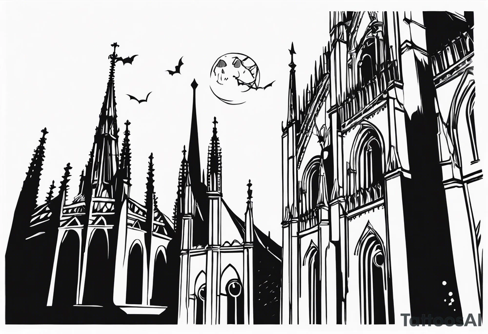 jack skellington on duomo of milano tattoo idea