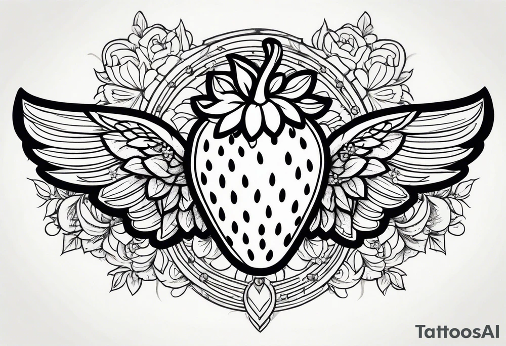 Strawberry with wings tattoo idea