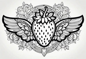 Strawberry with wings tattoo idea