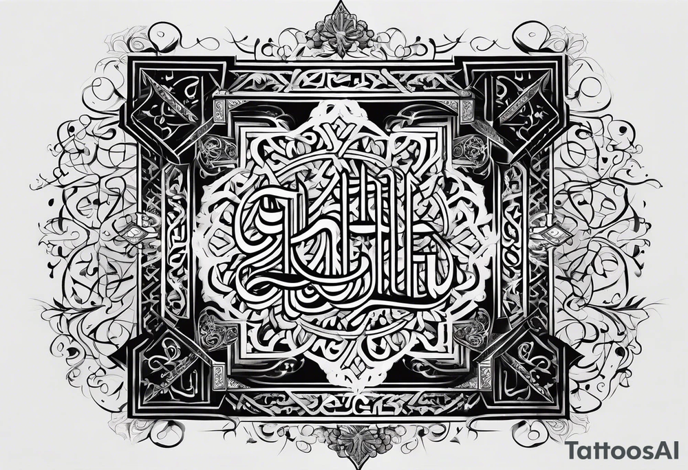 Arabic calligraphy in a straight semetence tattoo idea Arabic calligraphy in a straight semetence tattoo idea
