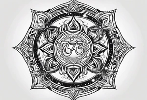 Powerful om symbol with Aquarius constellation with the numbers 777 tattoo idea