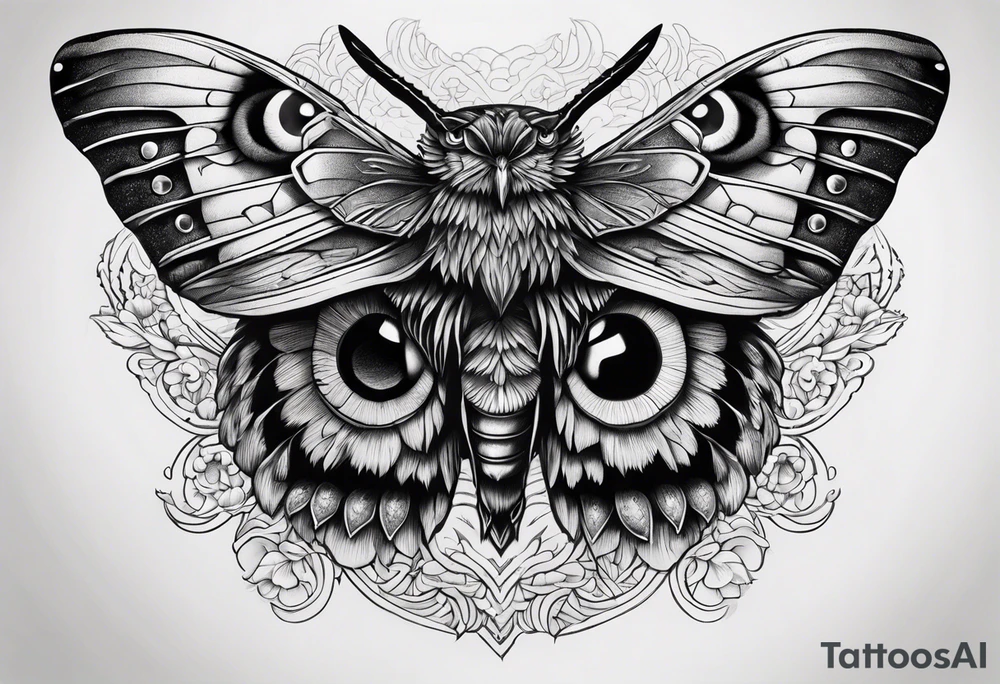 Dead head moth with owl eyes tattoo idea