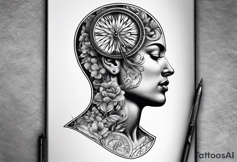 Sagittal brain inside hourglass tattoo idea