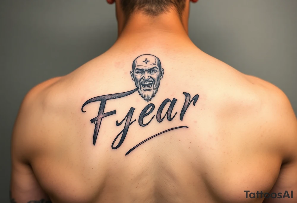 Fear god in cursive tattoo idea