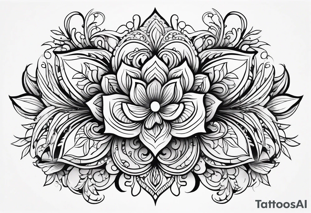 small long ornate floral sternum tattoo tattoo idea