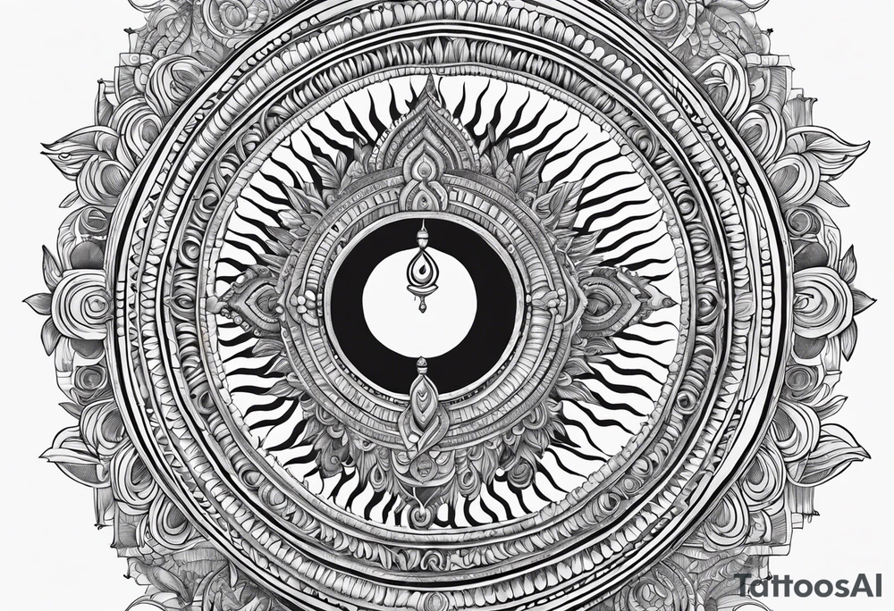 Karna Mahabharata with Sun symbol tattoo idea