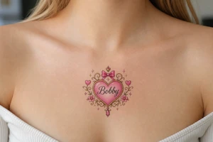 Heart cute adorable beautiful girly preppy heart tattoos with women boyfriends name that is named Bobby tattoo idea