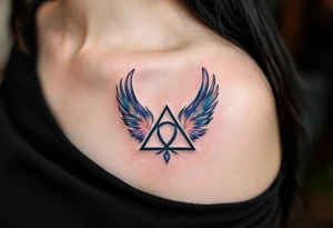 A triquetra surrounded by angelic feathers, symbolizing divine protection and purity. tattoo idea