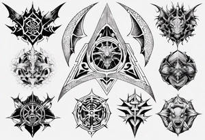 Dragon skin mechanical symmetrical tattoo idea
