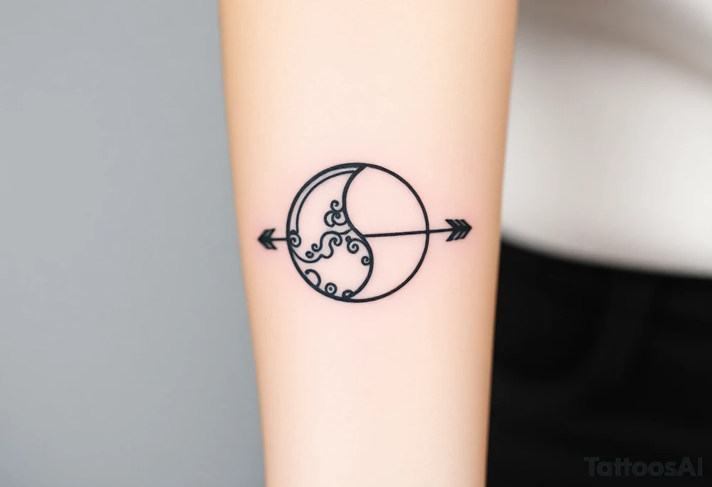 Moon phases with an arrow tattoo idea