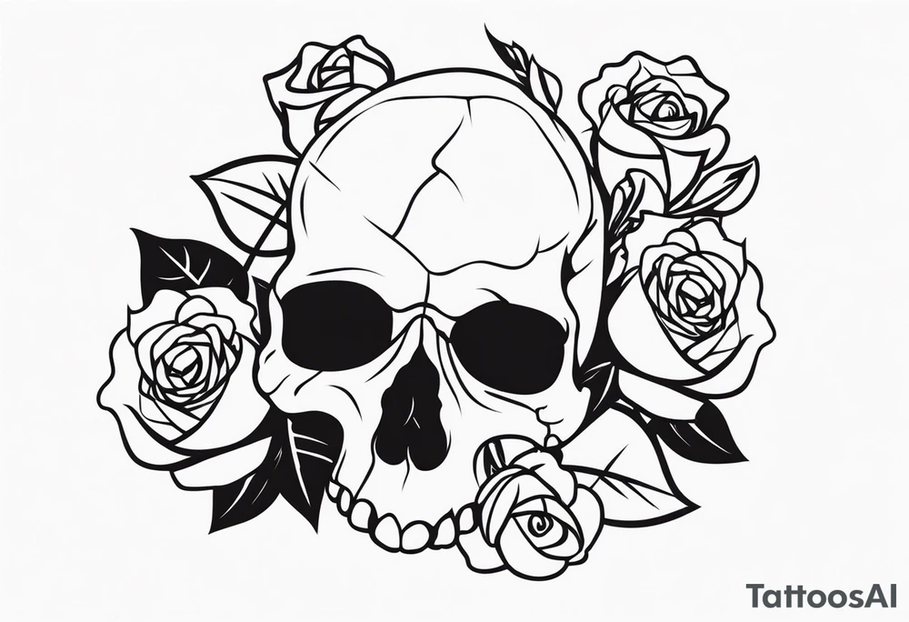 skull and roses tattoo idea