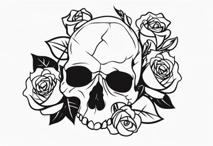 skull and roses tattoo idea