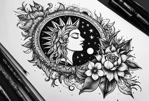 With all my heart and all my soul to the end of the universe To infinity and beyond.  sun and moon tattoo idea