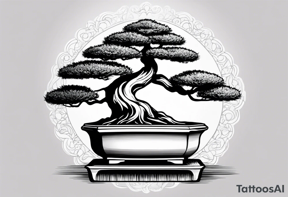 bonsai tree small with sun tattoo idea