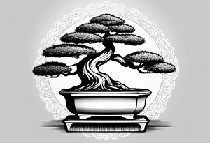 bonsai tree small with sun tattoo idea
