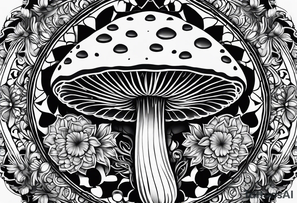 Shaggy mane mushroom mandala tattoo design tattoo idea