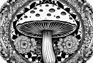 Shaggy mane mushroom mandala tattoo design tattoo idea