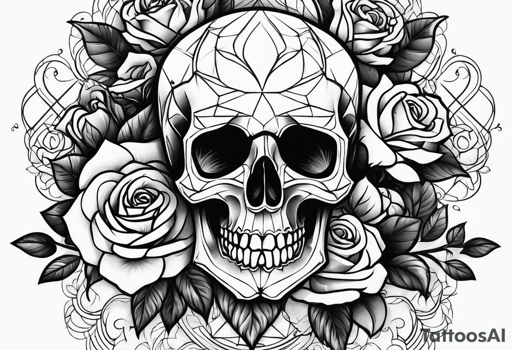 skull and roses tattoo idea