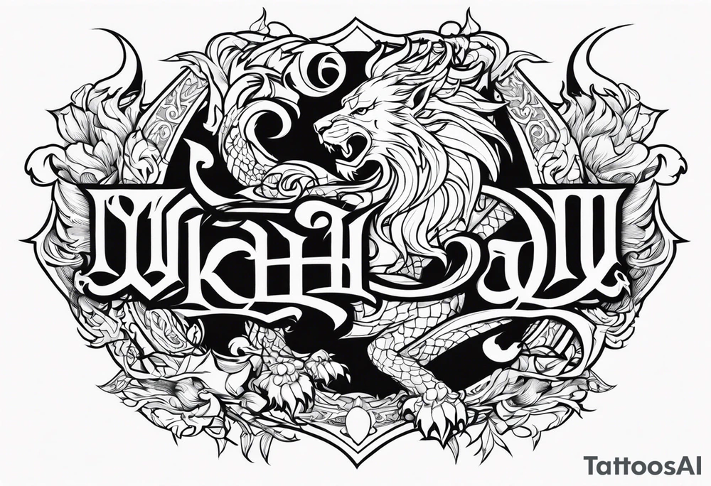 Valhalla sword  dragon lion tattoo idea