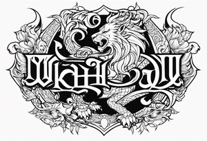 Valhalla sword  dragon lion tattoo idea