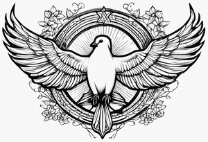 Something biblical quote, and gel, dove, crosses tattoo idea